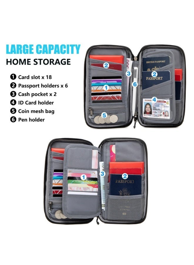 أوشيما حامل جواز سفر عائلة كبيرة، محفظة جواز سفر للسفر، جهاز تنظيم وثيقة السفر مثالى للاحتفاظ بجواز سفرك وبطاقات الهوية وتذاكر الرحلة - Image 3